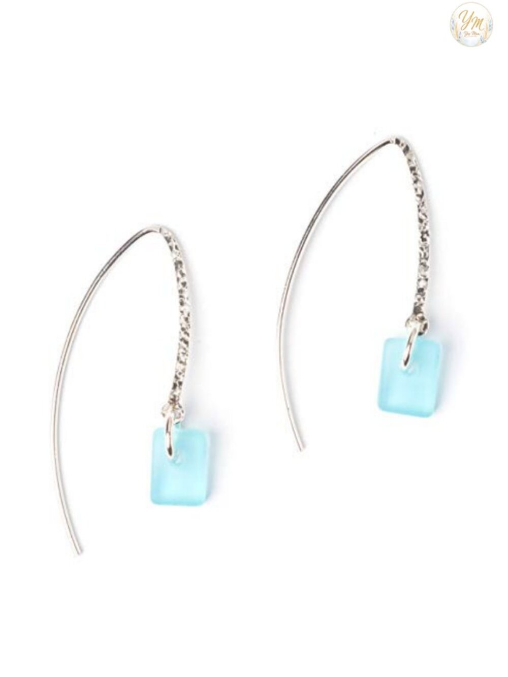 Sterling Silver Sea Glass Drop Dangle Earrings Handmade